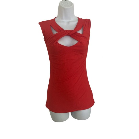 NWT INC International Concepts Tank Sz XS Red Sleeveless Crisscross Neckline Top - Picture 4 of 9